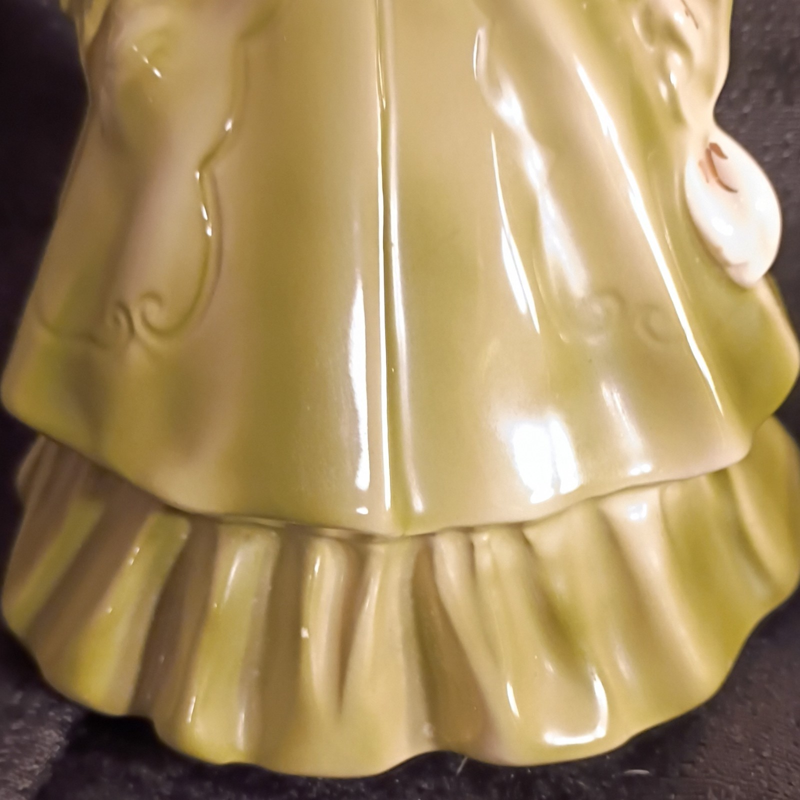 Florence Ceramics Lady Figurine L. Evans Signed 1959 Green Dress 6in