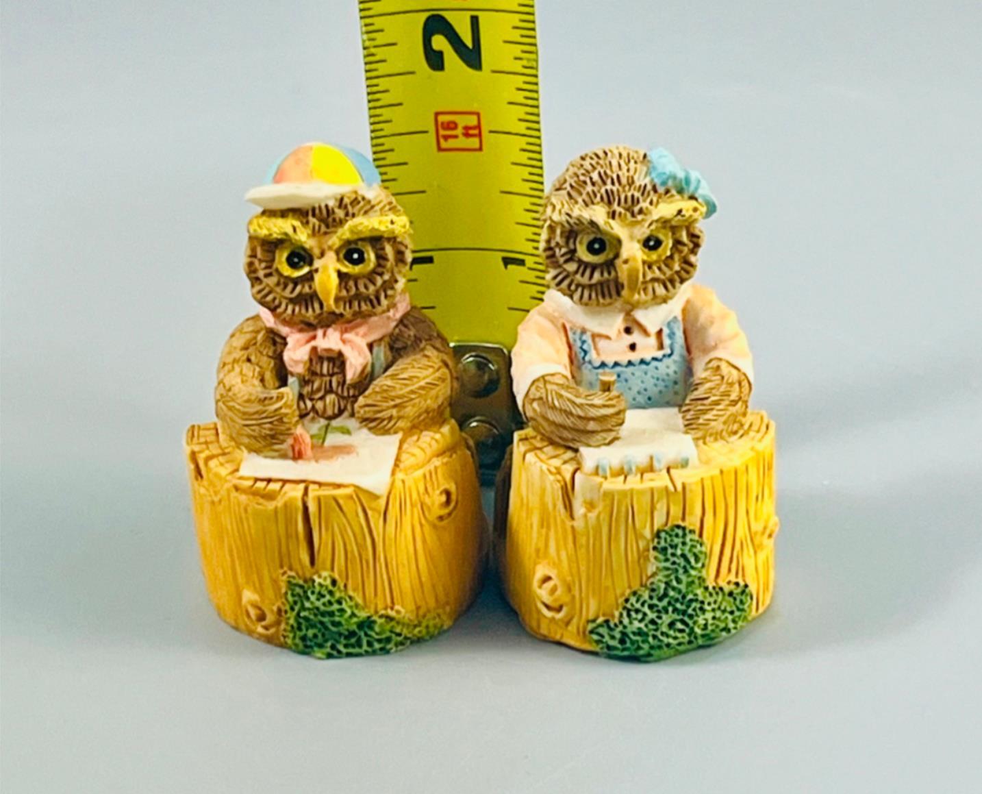 Set of 2 Miniature Owls in School Class Figurines 1.5″