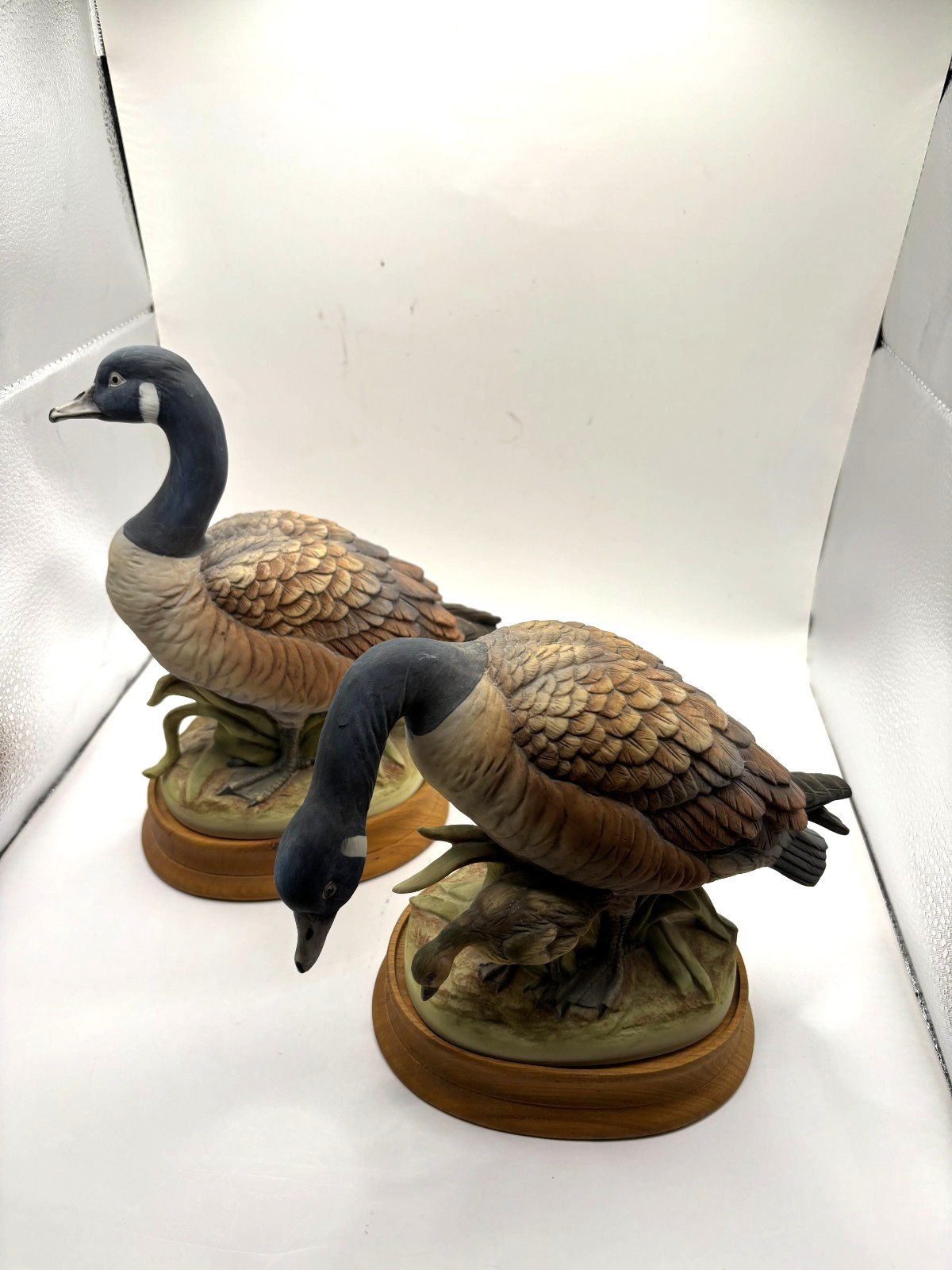 Two Hand Painted Canada Geese Andrea by Sadek Figurines Japan