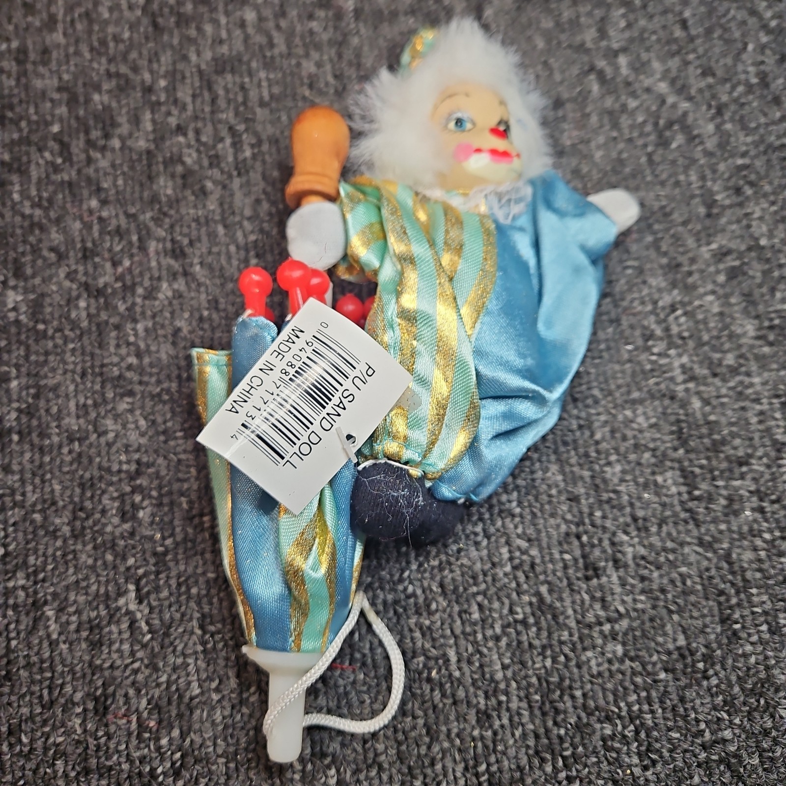 Sand Doll Porcelain Clown Doll With Umbrella Pre-owned 5.5″ Doll Blue Gold