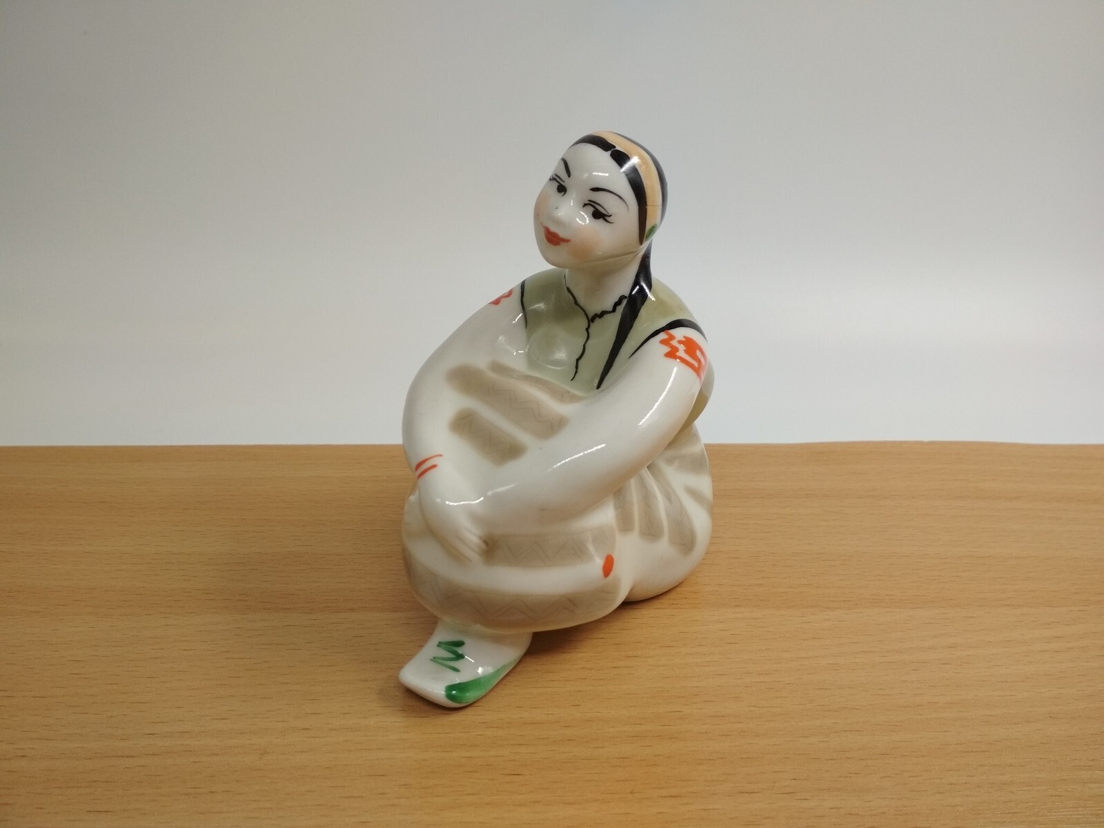 Porcelain figurine of USSR, Seated Girl, Thoughtfulness, *126