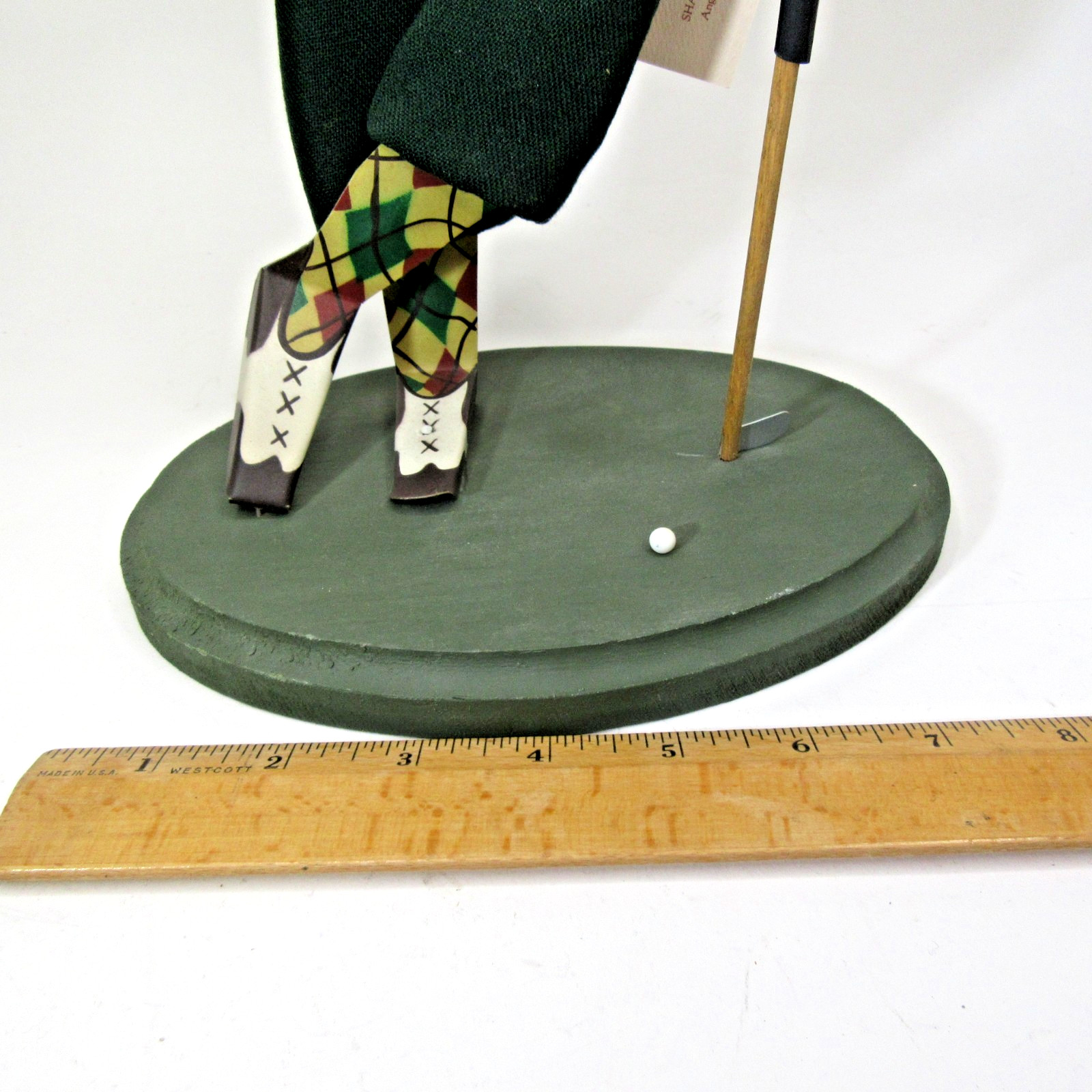 Vtg signed Edna Young folk art SHADOWDANCER Golf Man sculpture figure w/ tags