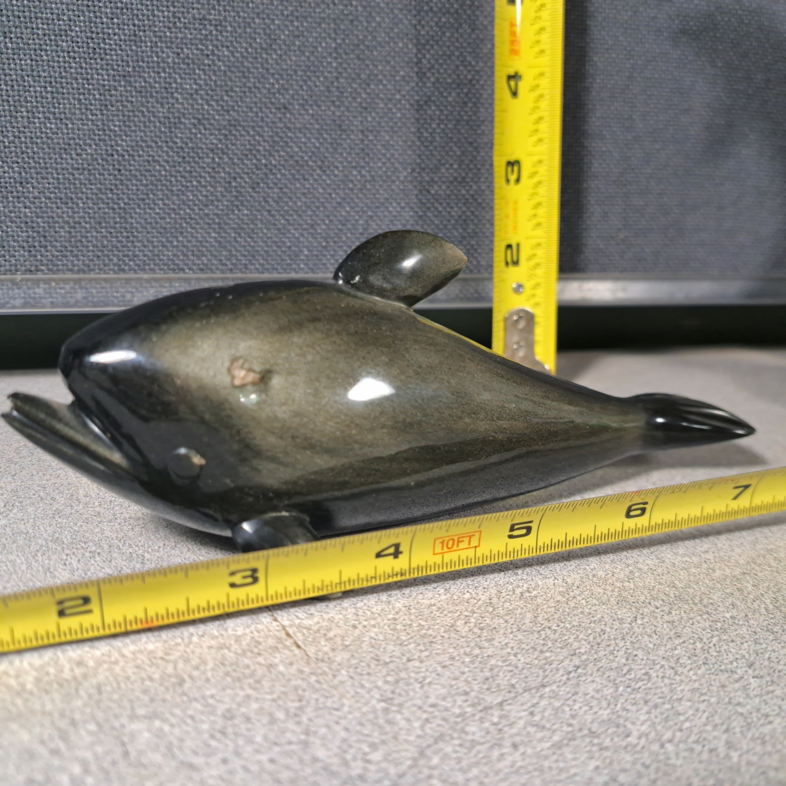 Vintage Hand Carved Solid Stone Whale Sculpture Color Change Polish #5257L526