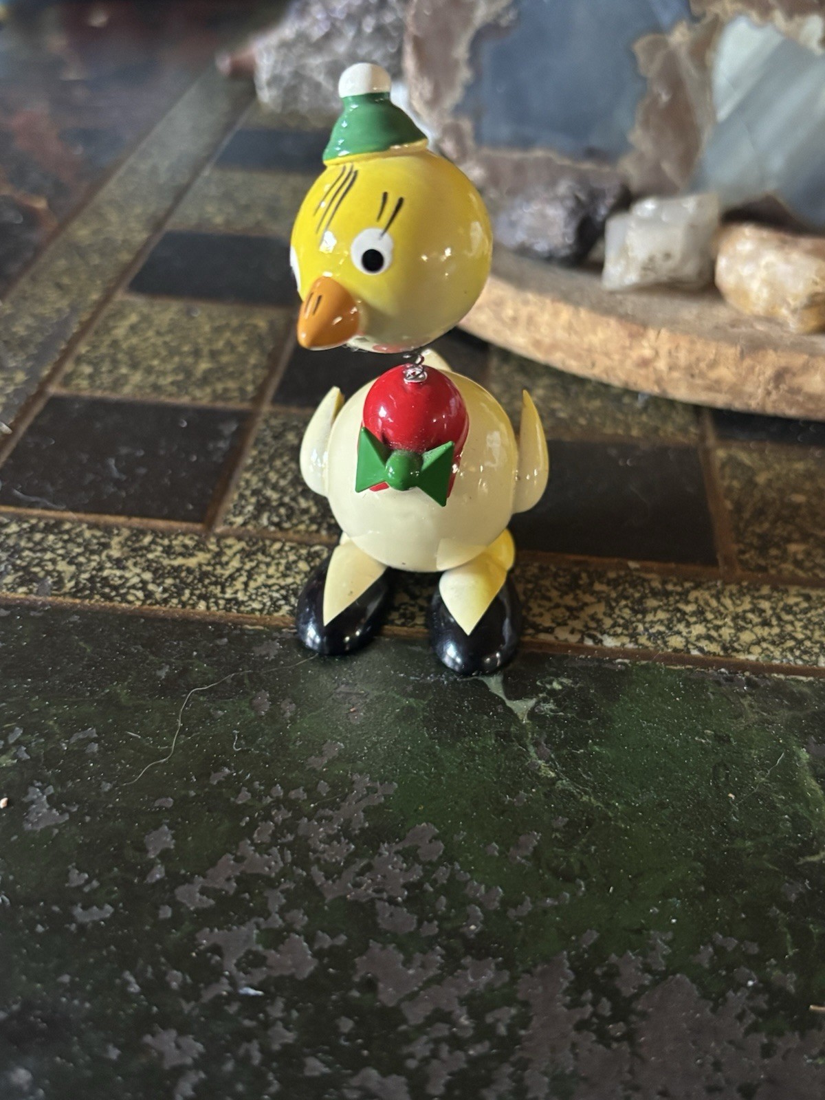 Goula Spain Vintage Wood Bobblehead Chicken Figurine Vintage Folk Art