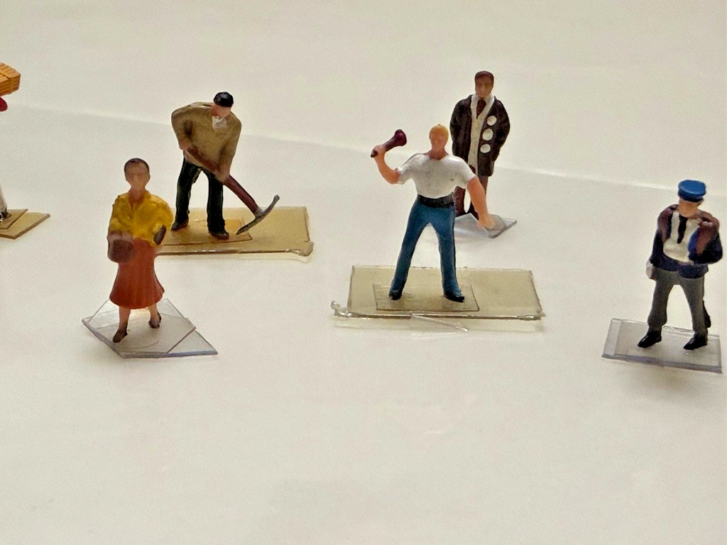 Vintage Miniature Hard Plastic People Figurines Lot of 7, Diorama, Trains, Doll