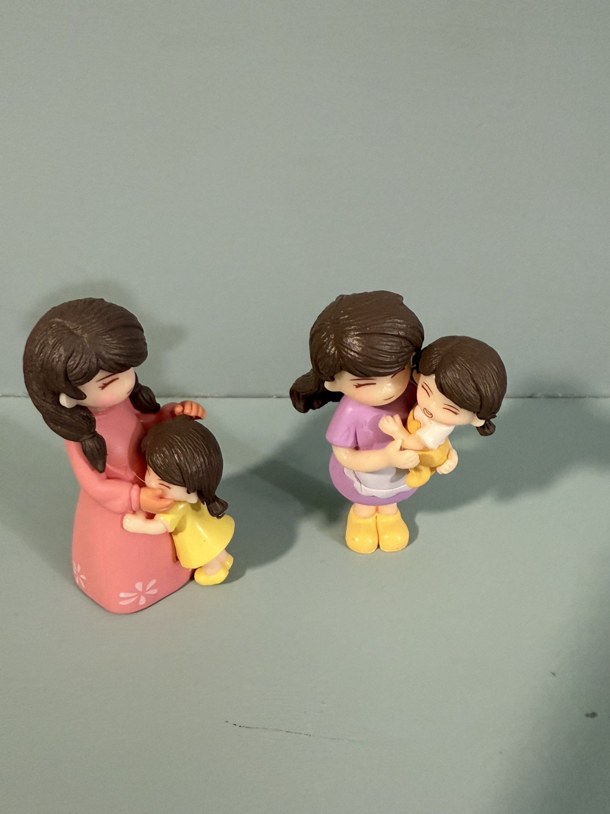 Miniature Mom and Kid Set of 2 Resin Figurines