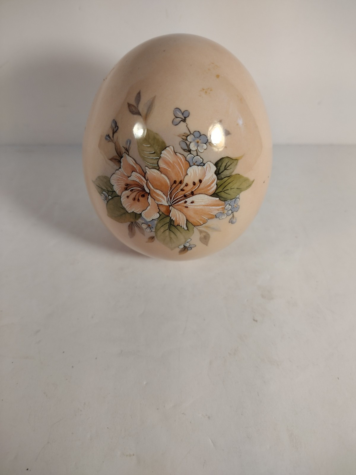 Vintage Victorian Age Ceramic Hand-painted Egg 3 Oz 3″High X2.5″W.
