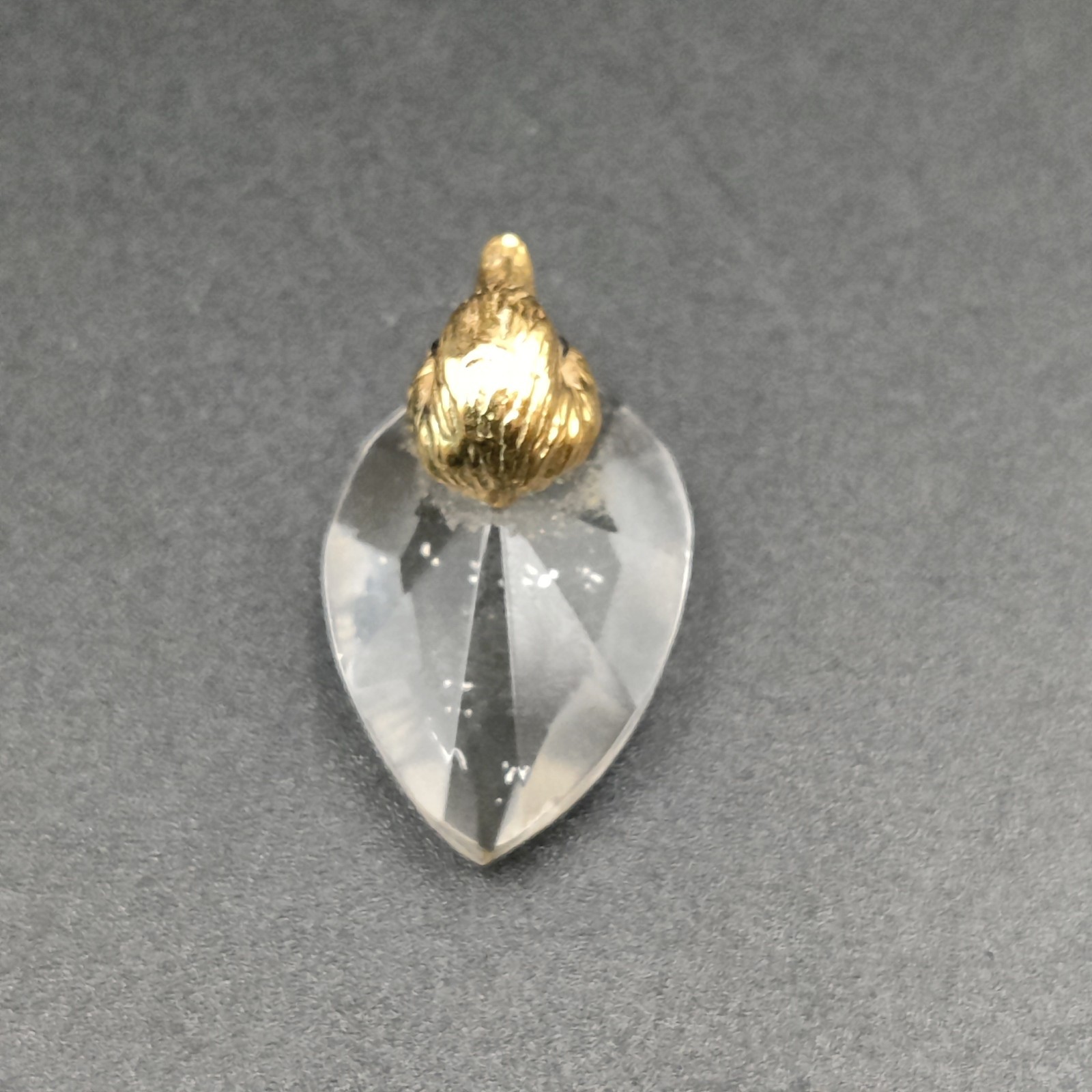 Crystal Duck With Gold Tone Metal Minitaure Figurine Tiny Trinket