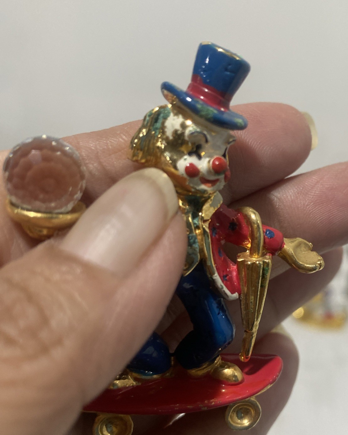Spoontiques pewter with swarovski crystals . Circus Clown Figurines Set of 7