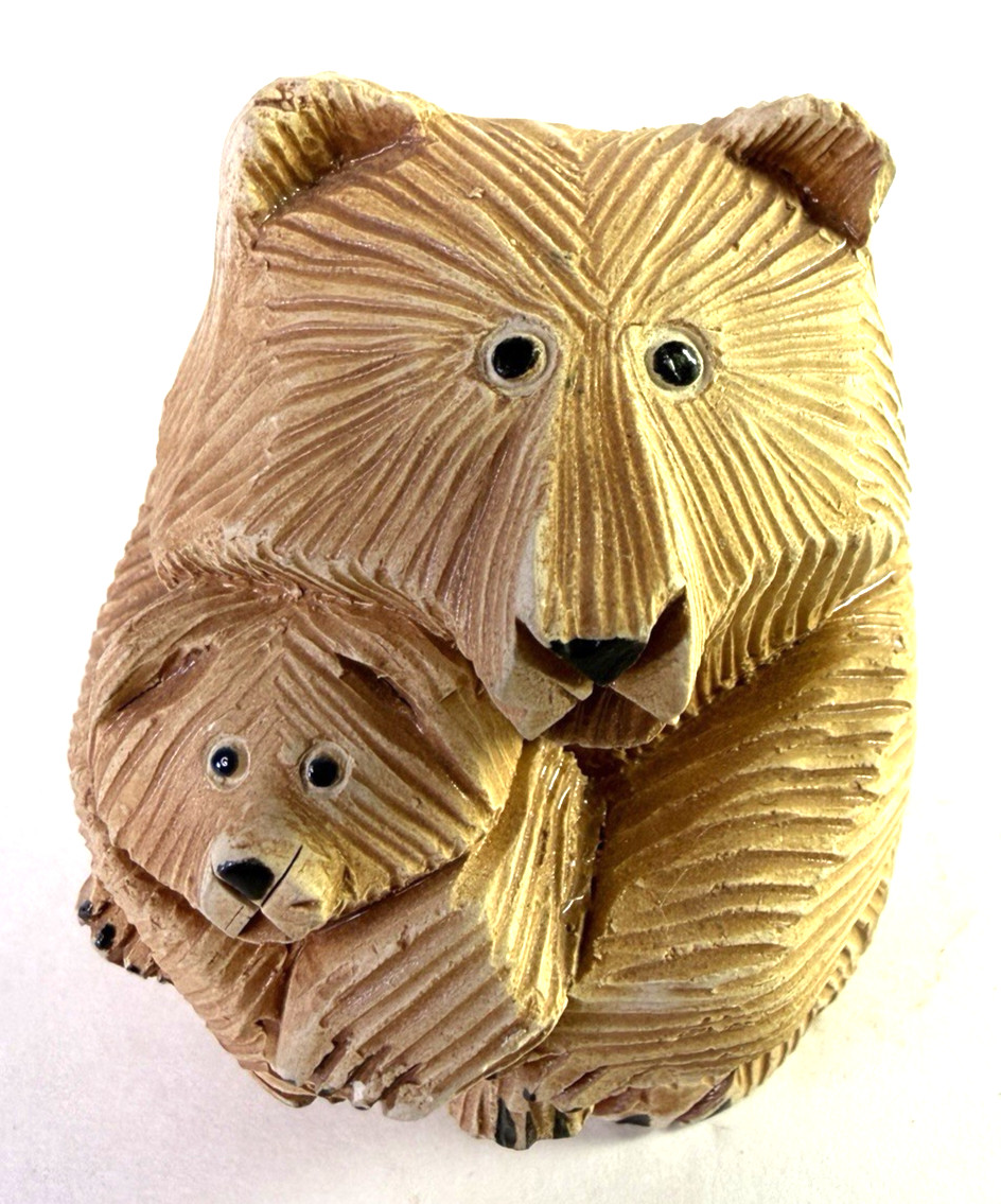 Artesania Rinconada Mama Bear & Cub Figurine Vintage 70s/80s Retired Uruguay