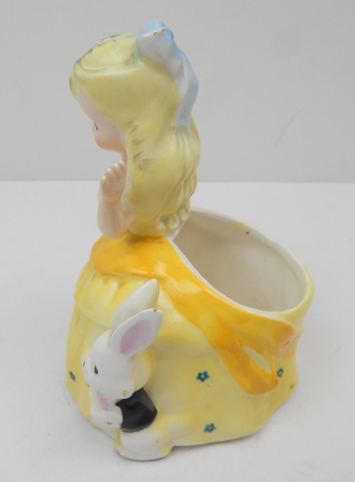 Napco Alice In Wonderland Figure Planter w/ Rabbit Ceramic 1956 A1720B