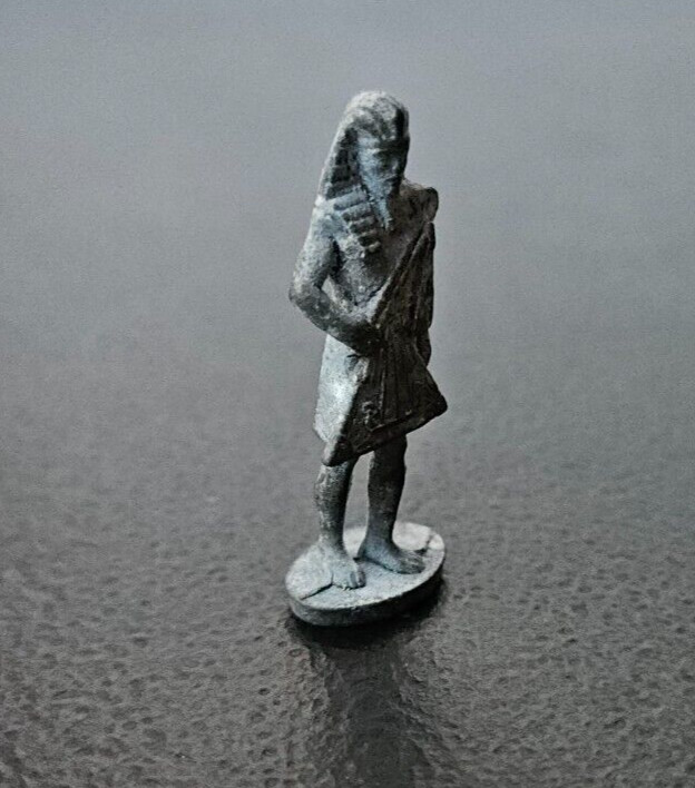 VINTAGE ANCIENT EGYPT METAL WARRIOR FIGURINE. DETAILED. SIGNED ON BOTTOM