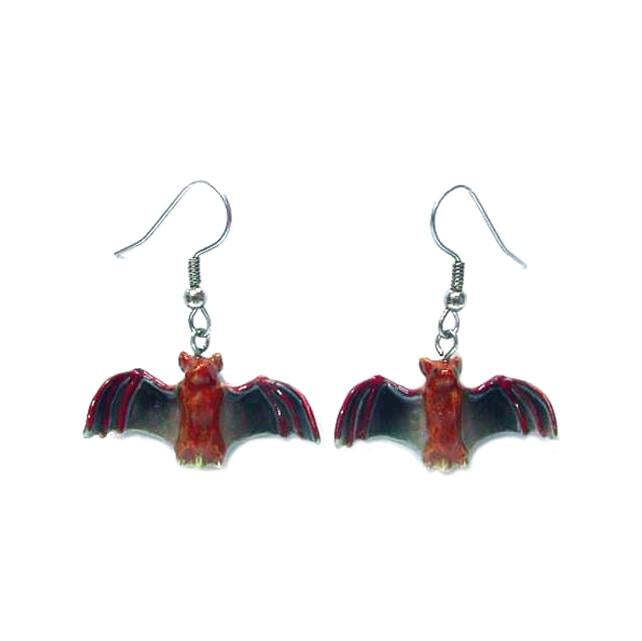 Little Critterz Jewelry – Little Brown Bat Bird – Porcelain Earrings Jewelry