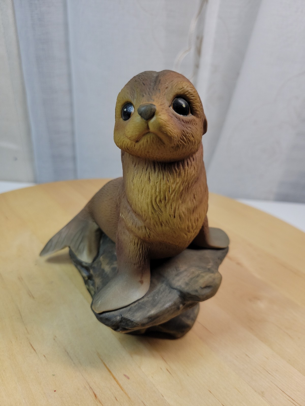 VTG Porcelain Brown Baby Seal Figurine Homco Masterpiece 5″ x 6″