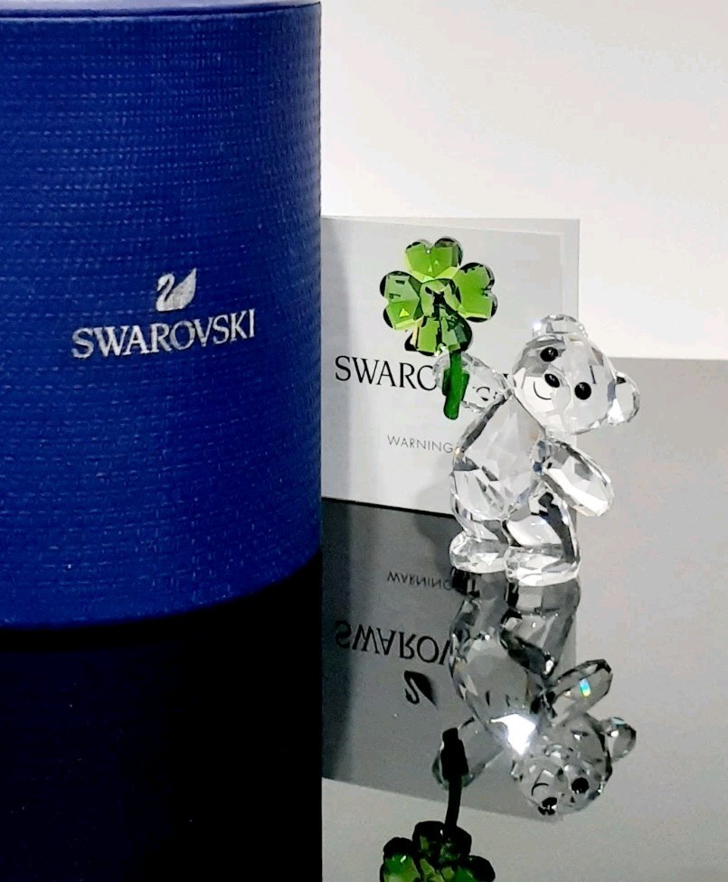 Swarovski Crystal Kris Bear Lucky Charm Four Leaf Clover Rare SEE DESCRIPTION