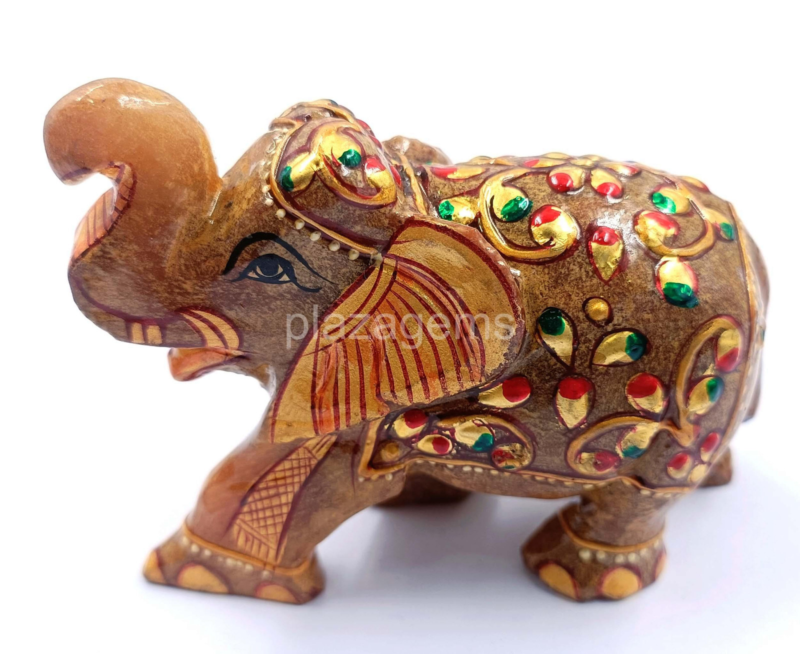 Green Jade Handcrafted Elephant – Gemstone Decorative Sculpture (Set of 10)