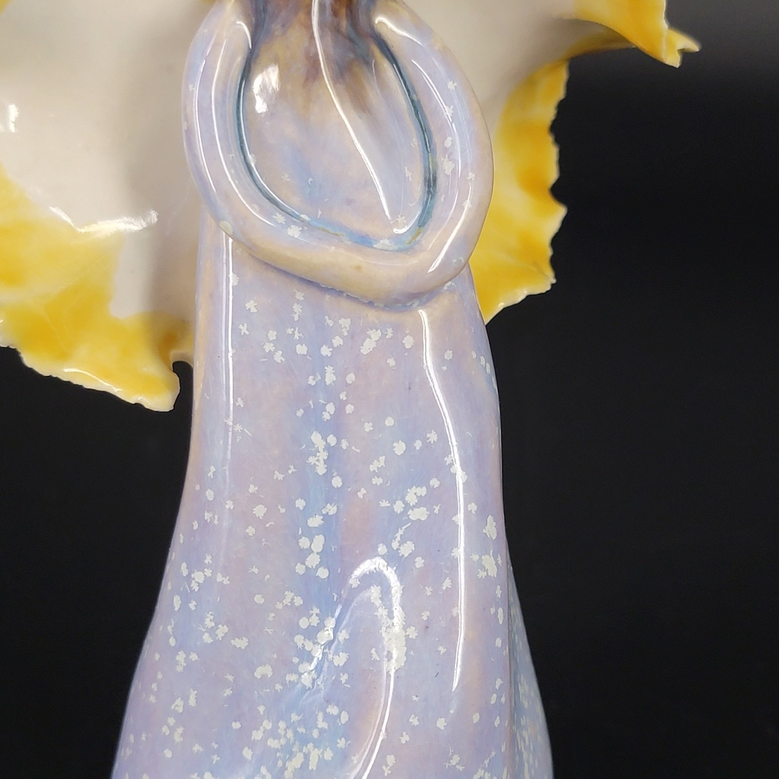 Hand Crafted Pottery Angel Figurine Free Standing 5.5″ Tall Blue Yellow