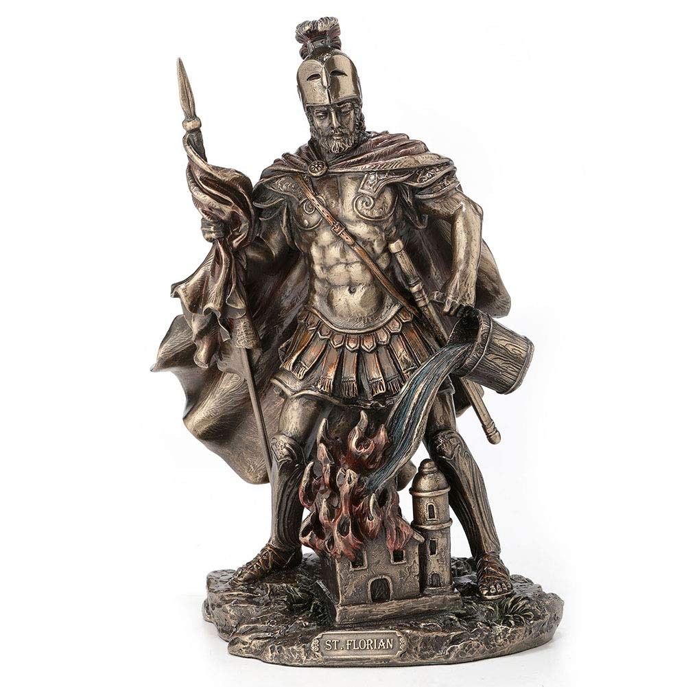 Veronese Design 9 Inch Saint Florian Patron Saint of Firefighters Antique Bronze