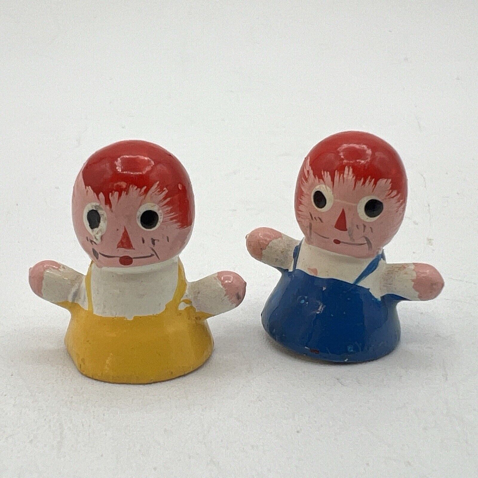Lot 2 Vtg Miniature Wood Dolls Kids Children People Figurines Craft Supplies 1″
