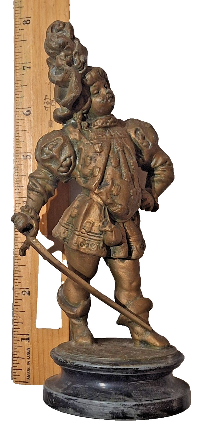 French Bronze Swordsman Statue 8″ Early 20th Century Figure on Base