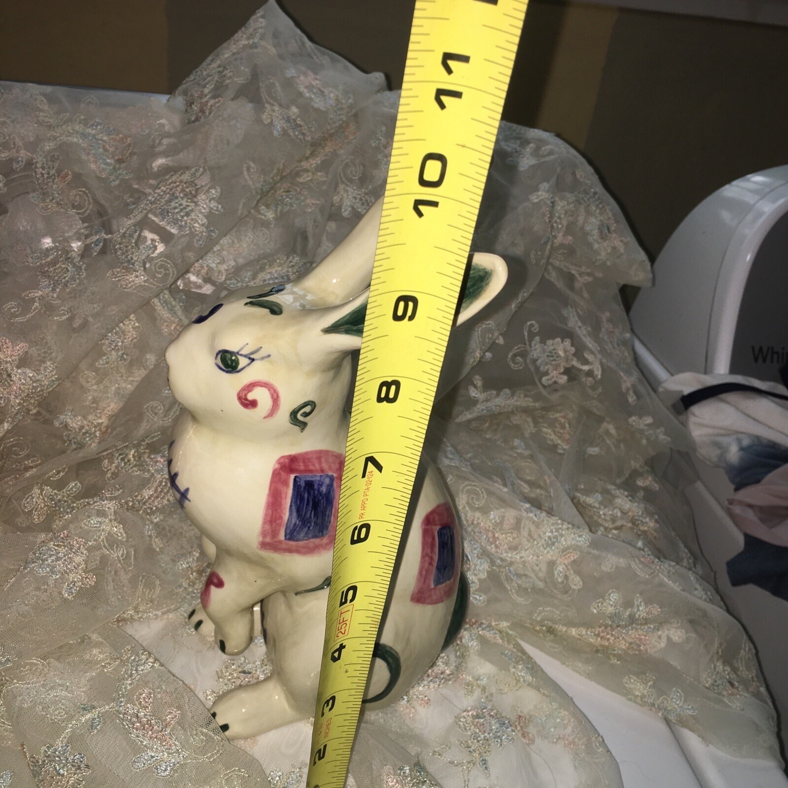 Ceramic Easter Bunny Rabbit Figurine Vintage signed by Artist