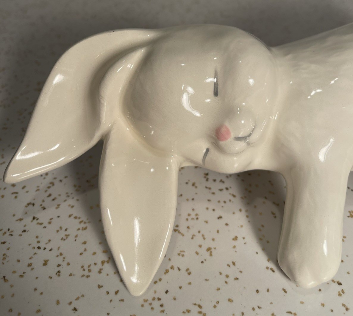 Vintage Sleeping Bunny Rabbit Shelf Sitter Ceramic Mantel Display White