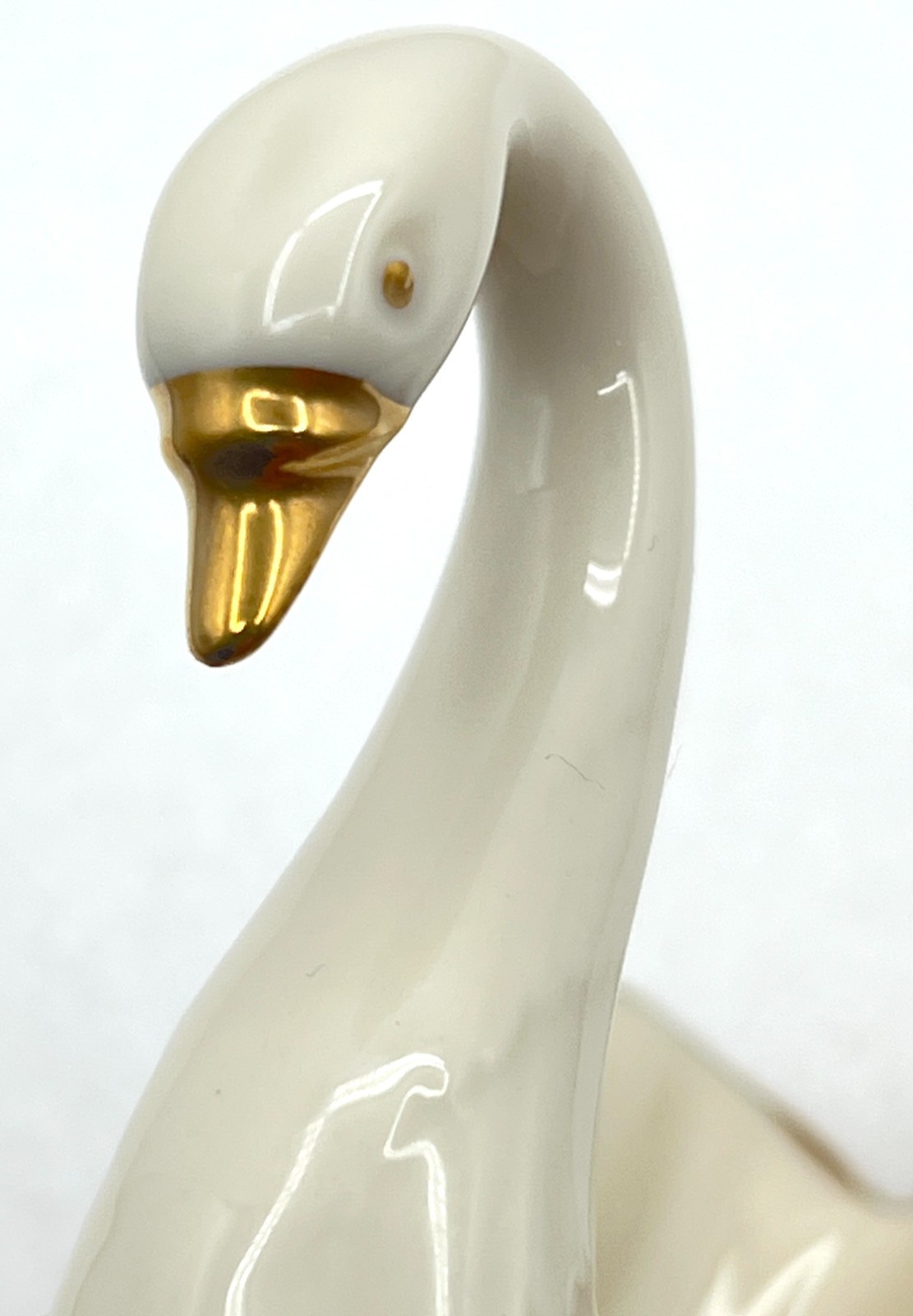 Vintage Lenox Ivory Porcelain Open Tail Swan Dish 5″L Gold Trim USA MINT