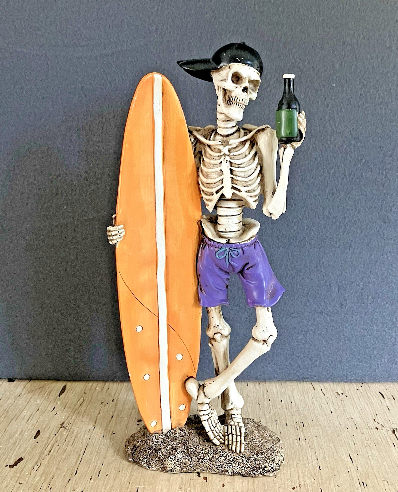 Tropical Skeleton Gothic Surfer With Surfboard Resin Detailed Figurine Halloween