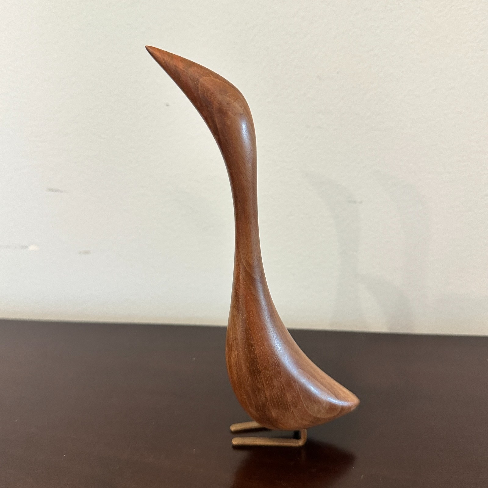 VTG Danish Modern 8″ Carved Wood BIRD Art Sculpture MCM