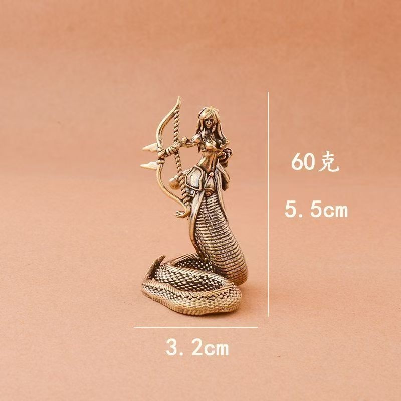 Brass Medusa Figurine Set of 2, Greek Mythology Miniature Collectible