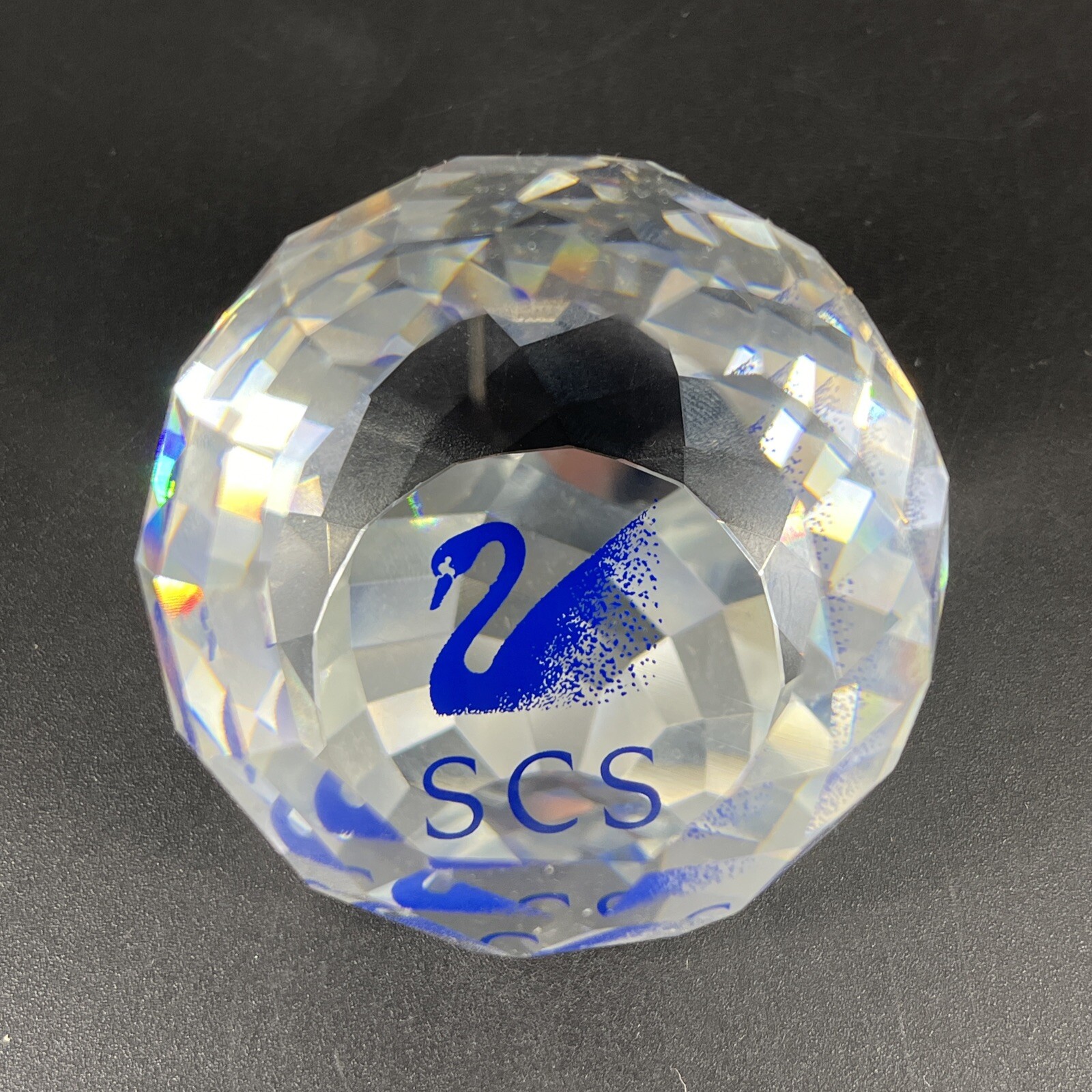 🦢 Swarovski Crystal 1988 – 1991 SCS 40mm Blue Swan Ball Figurine Paperweight