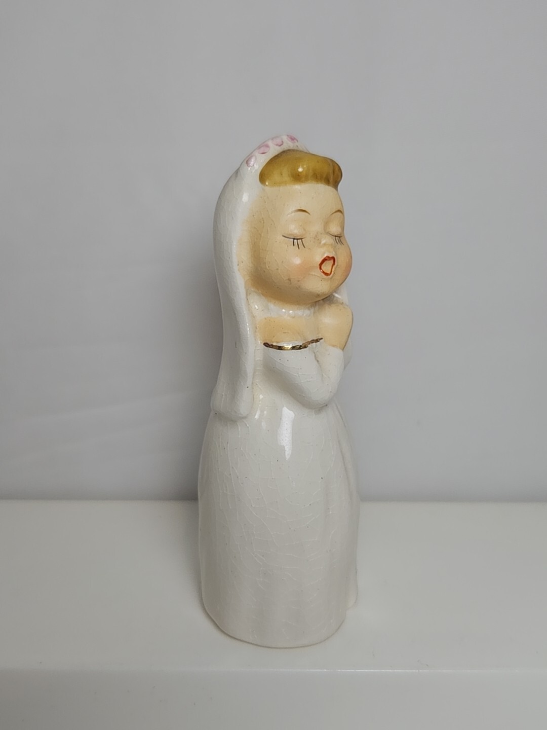 Vtg 1950’s NAPCO Japan Kissing Bride Figurine Cake Topper Single Piece 4.25″ H
