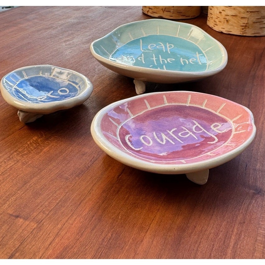 Handmade Trinket Dish Pottery by Karissa Chase Australian Have Courage Leap Hero