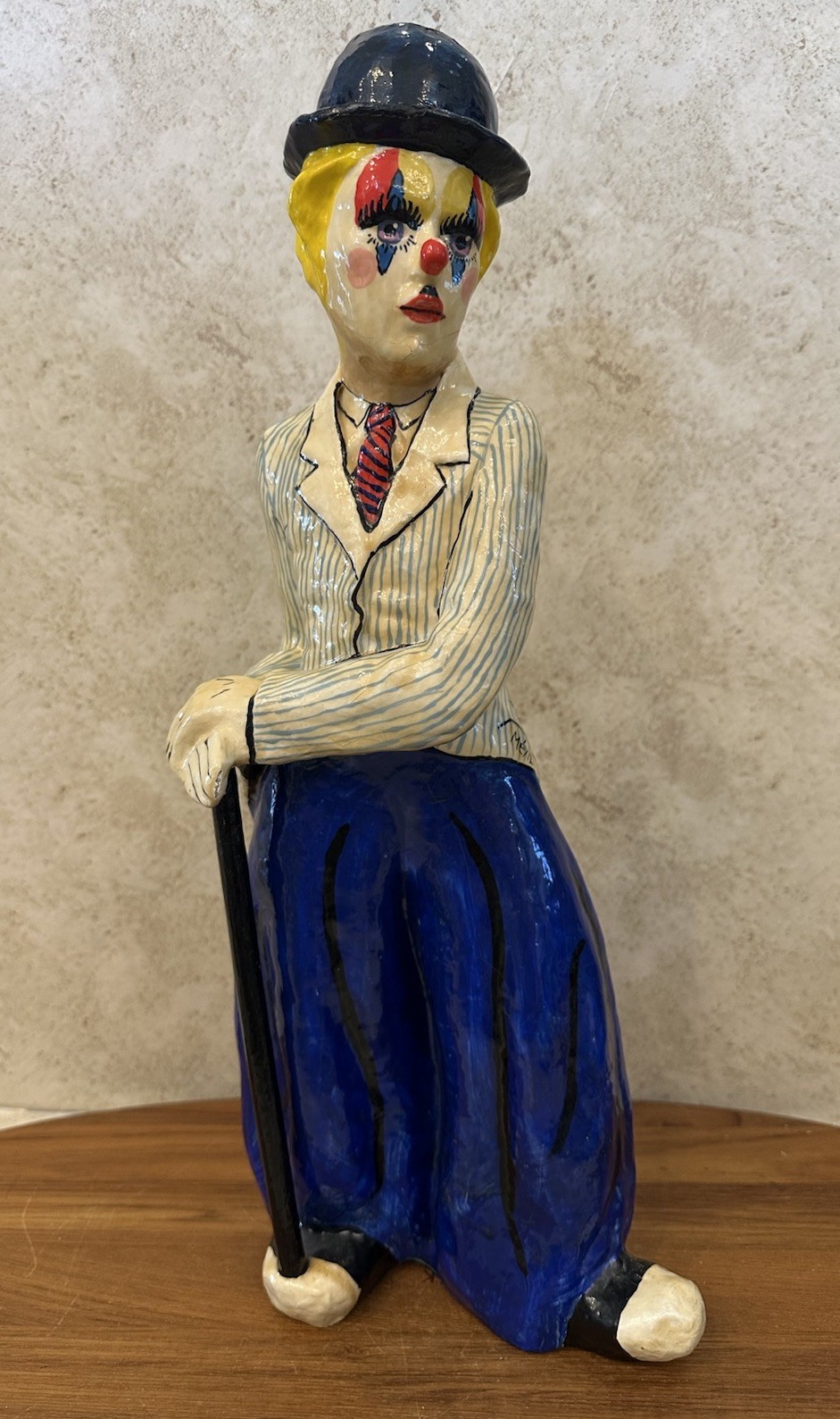 Oskar Raoul Mexico Papier Mache Charlie Chaplin Clown Folk Art Figure 18.5” VTG