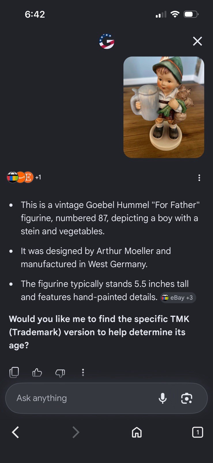 Goebel Hummel “For Father” Figurine #87