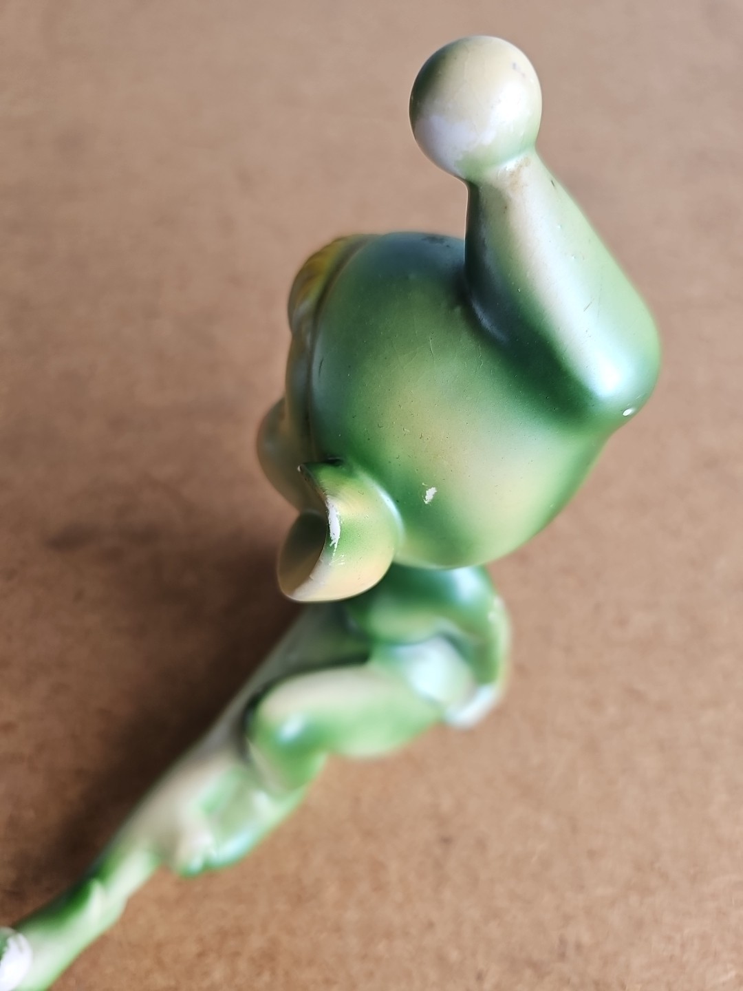 Vintage Bradley Ceramic Pixie Elf Figurine Knee Up 1950s Mid-Century Green Read