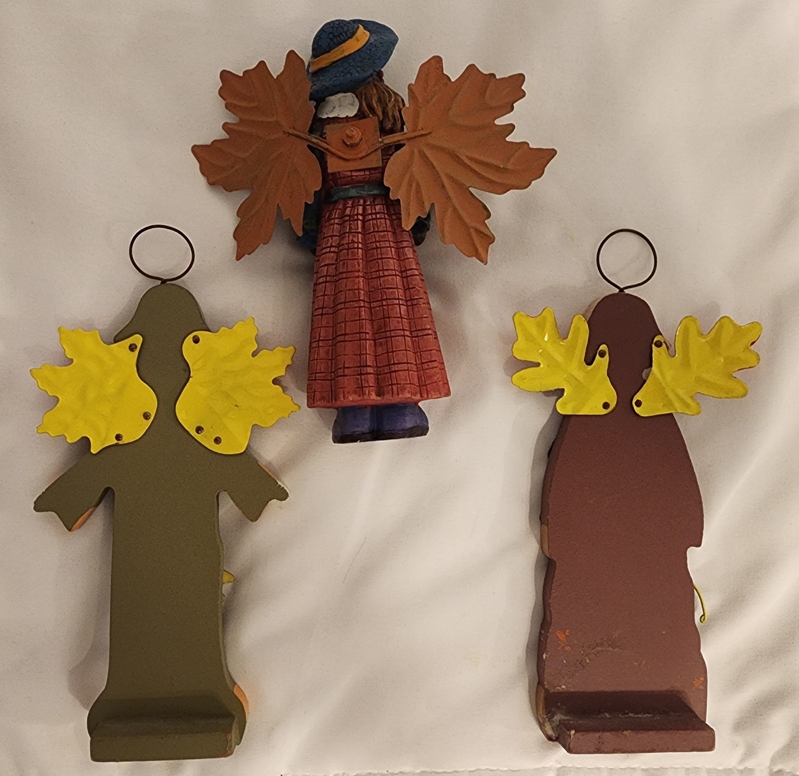 (6) Item – Autumn Bundle of (3) Autumn Angel Figurines & (3) Clay Pumpkins