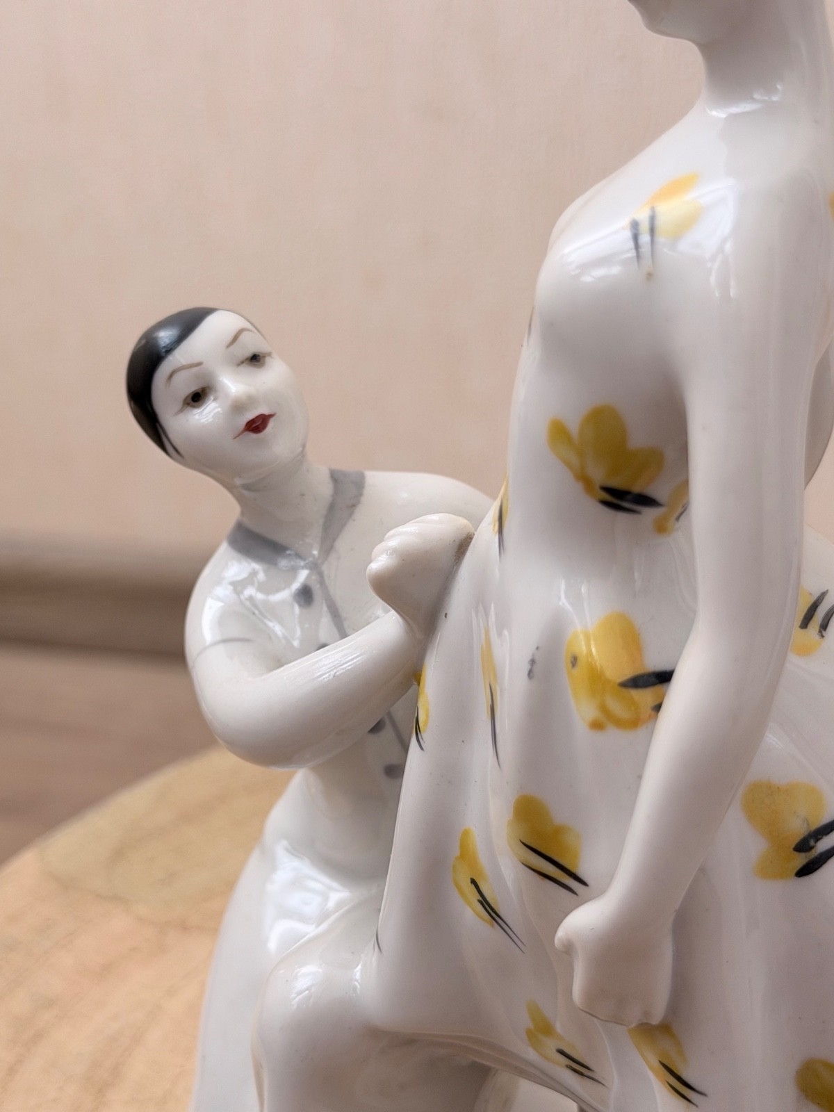Vintage Soviet Porcelain Figurine Ukraine Polonne Tailor Woman Dress fitting LFZ