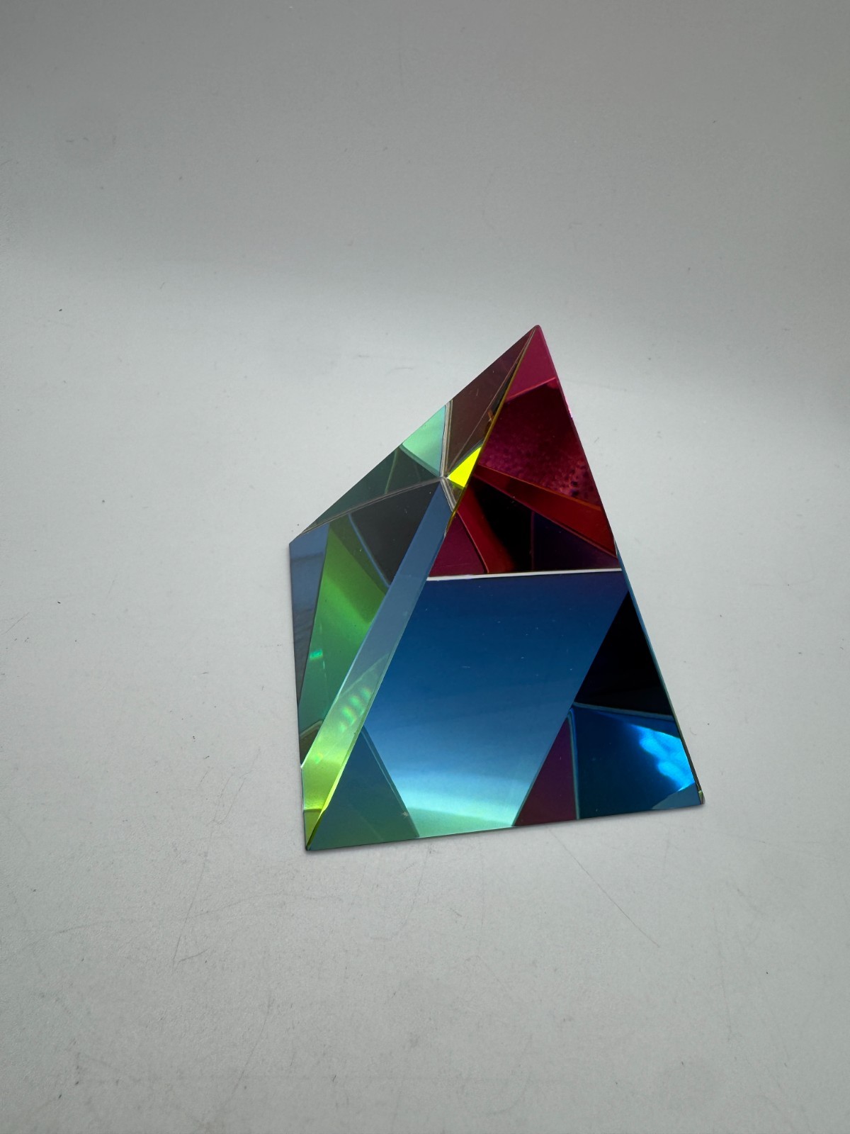 Crystal Iridescent Pyramid – Rainbow Colors 2.5″ Paperweight Desk Decor