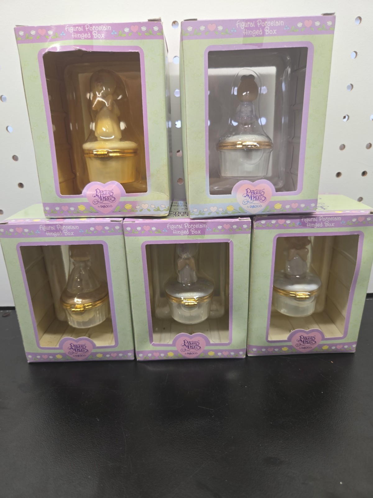 Precious Moments Figural Porcelain Hinged Box’s Lot Of 5