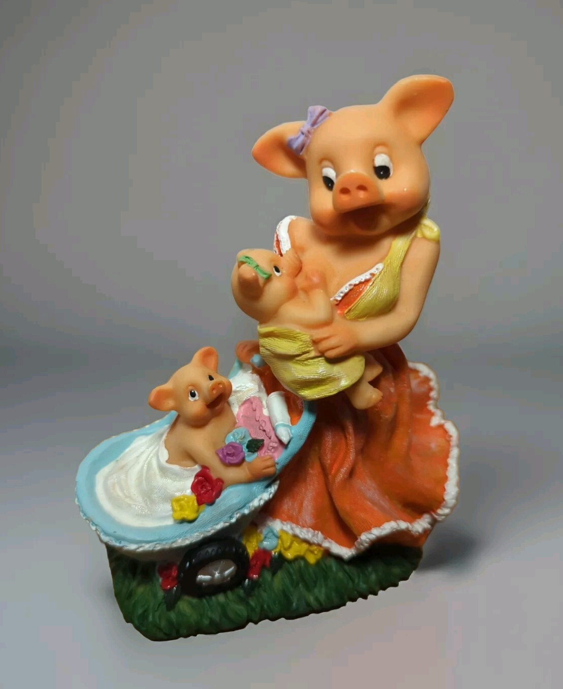 Nursing Mama Pig In Dress Piglets Resin Figurine Adult Humor Themed Funny 6″