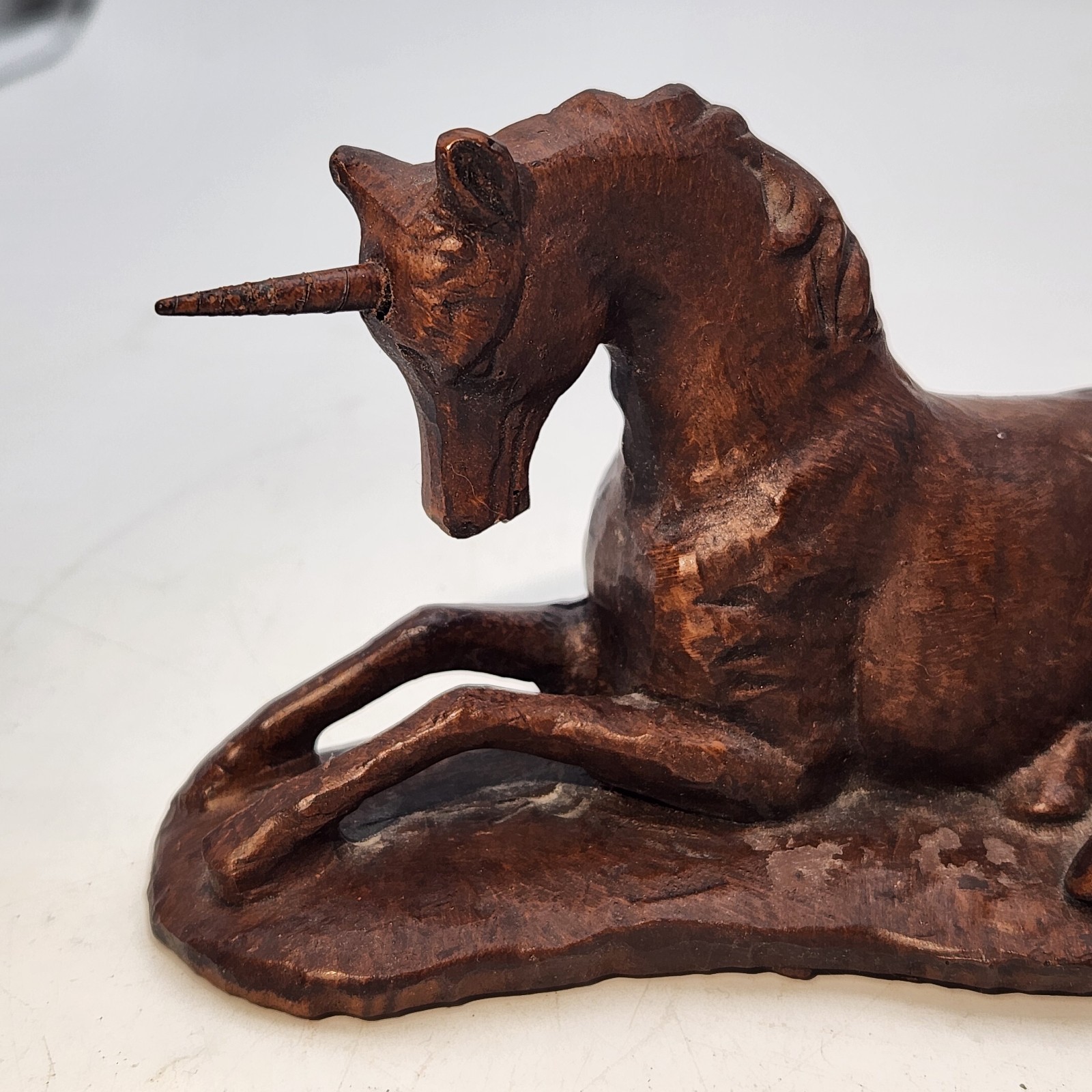 Vintage Handcrafted Unicorn Pecan Shell Figurine 6″ By Red Mill MFG USA Made