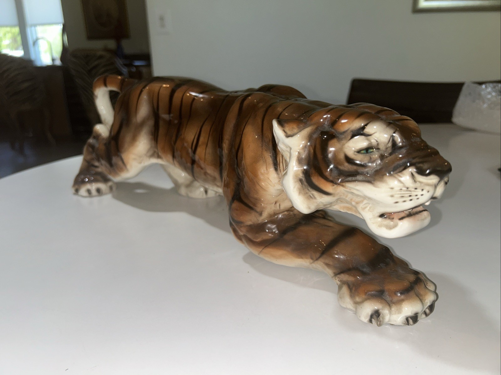 Keramos Austria Porcelain Crouching Tiger 19” Sculpture WOW