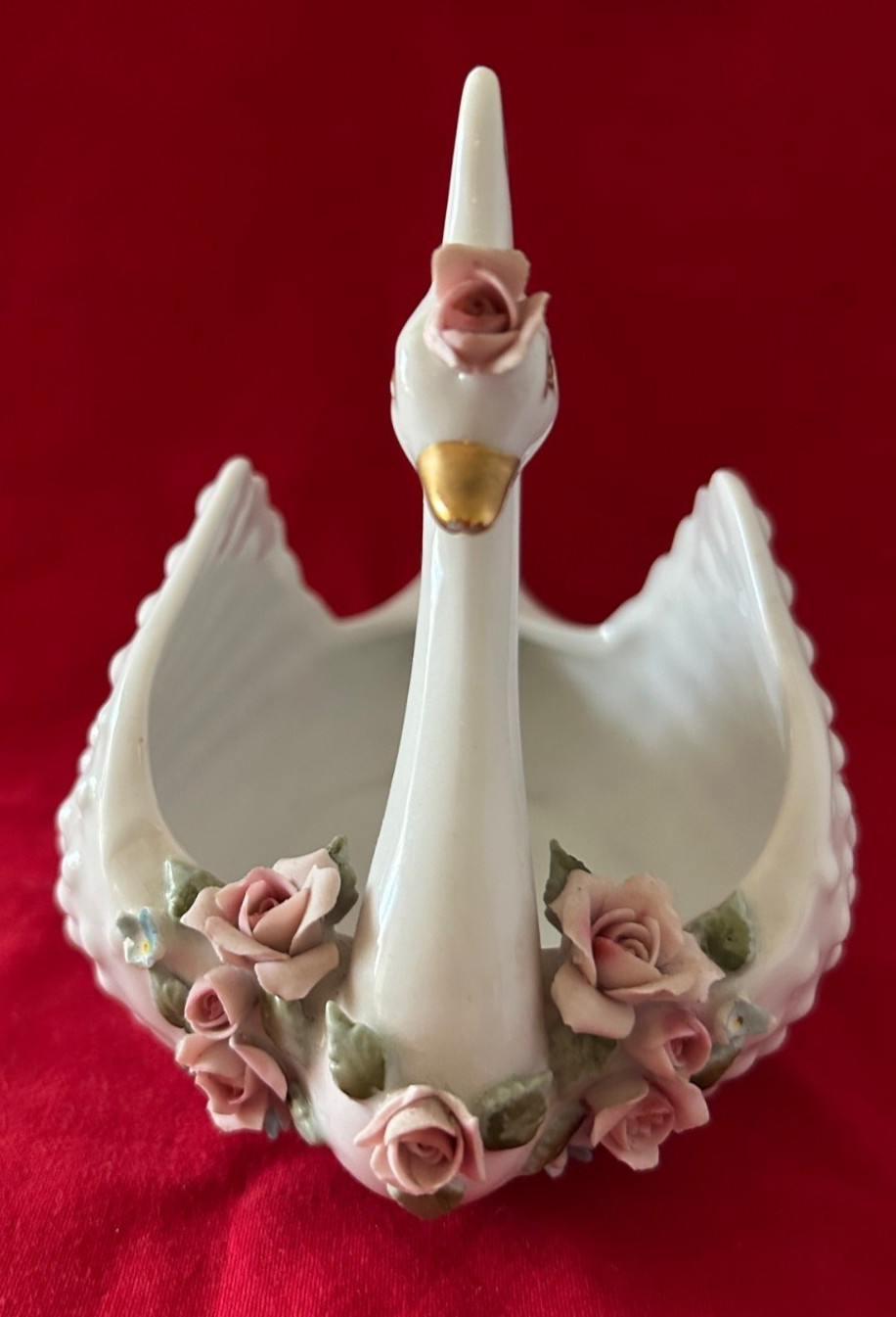 Vintage Lefton Japan Porcelain Swan White Hobnail Trinket Dish Wedding Décor MCM