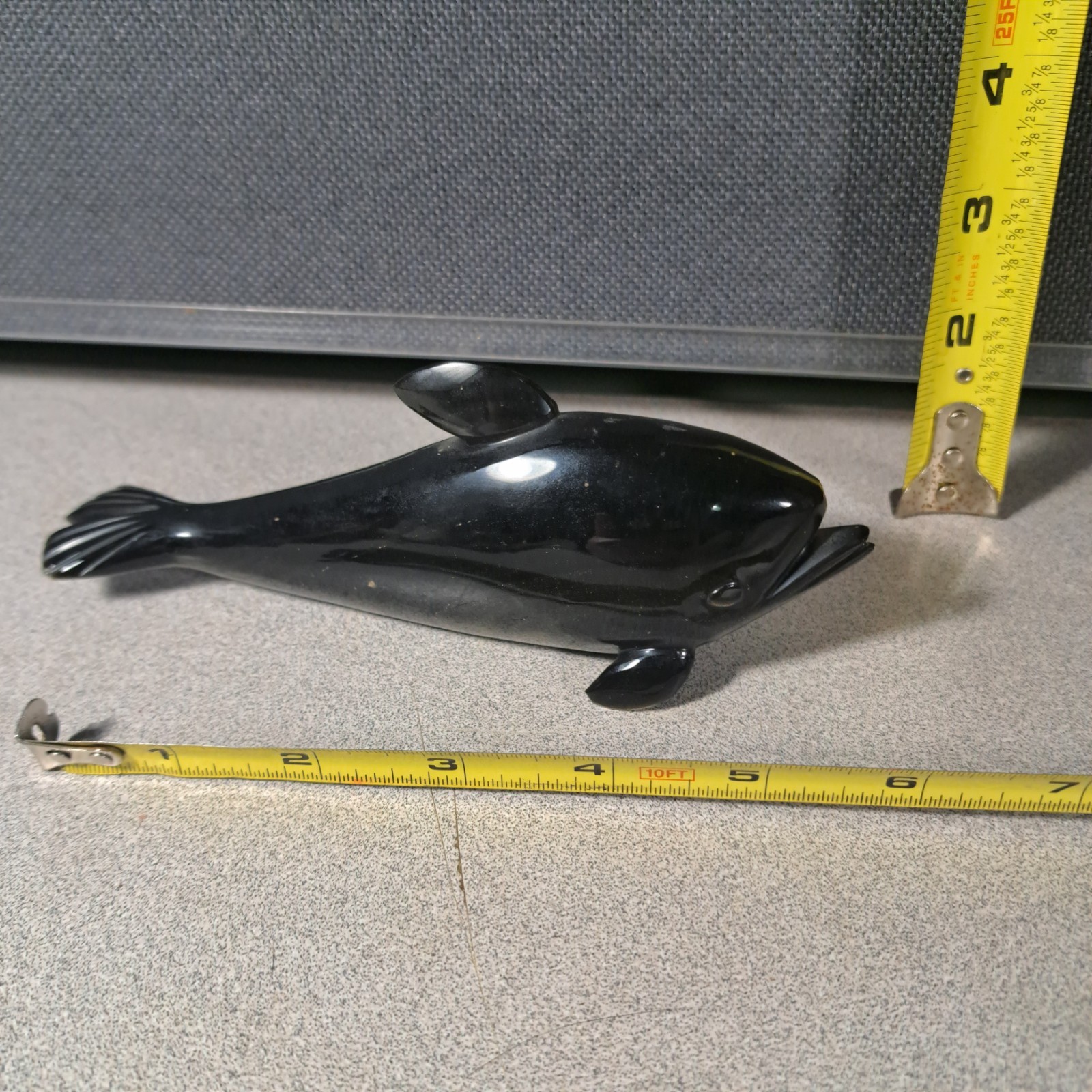 Vintage Hand Carved Solid Stone Whale Sculpture Color Change Polish #5257L526