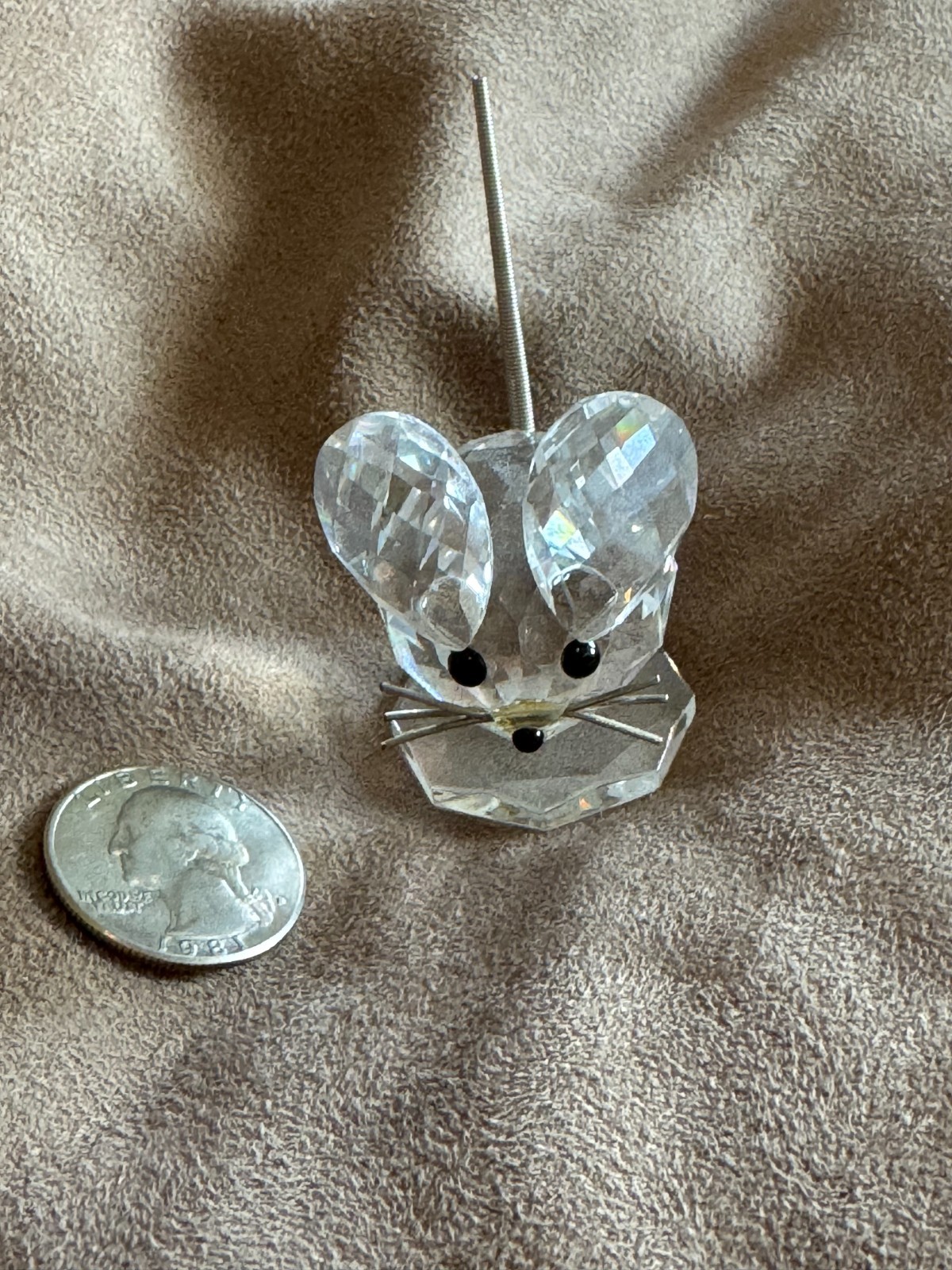Swarovski Crystal Mouse Figurine Spring Wire Tail & Whiskers