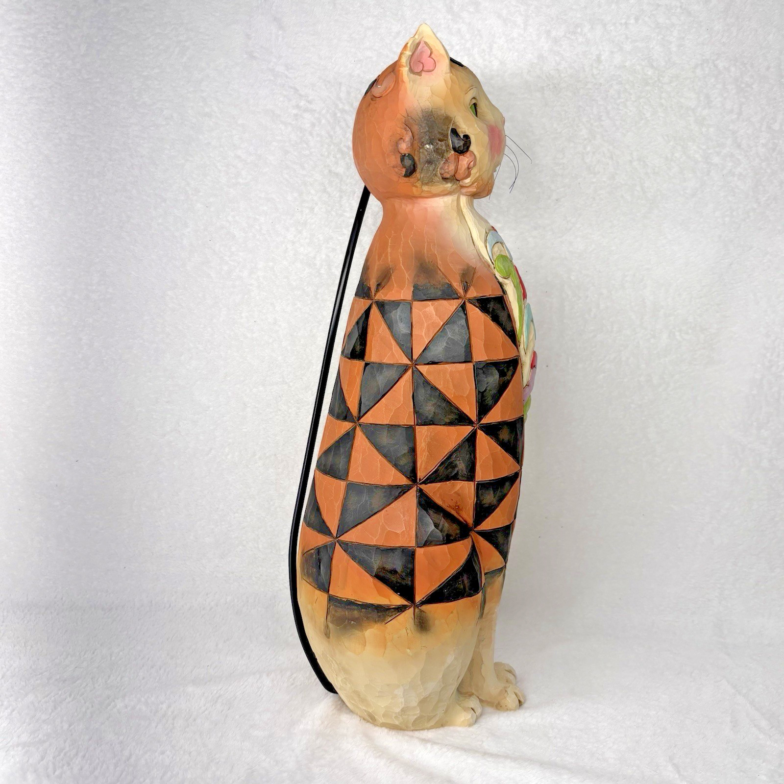 Jim Shore Checkered Cat Garden Sculpture Heartwood Creek 19″ Tall Statue 4016375