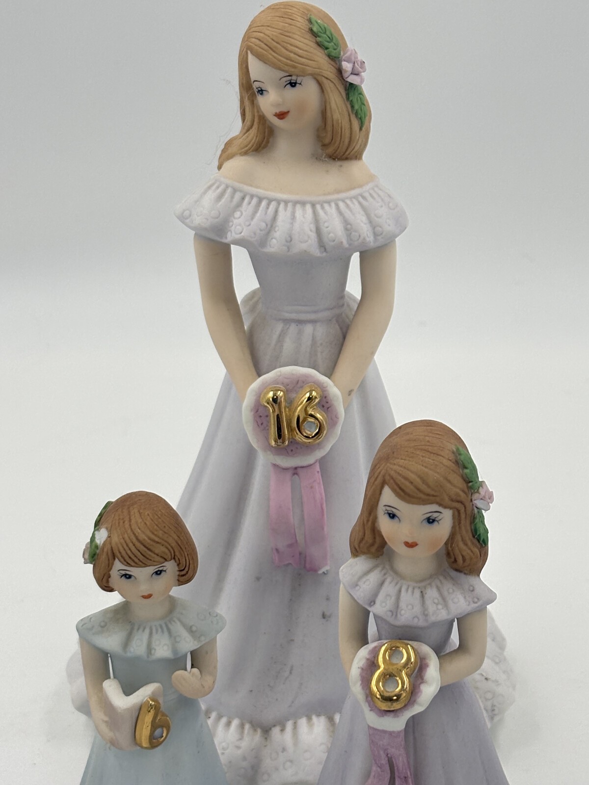 Enesco Growing Up Birthday Girls Figurines Lot Ages 1 4 6 8 10 16