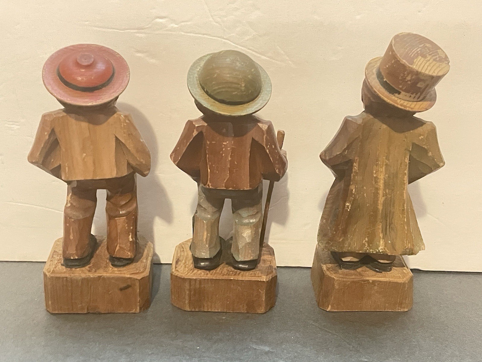 3 Old Men Wood Carving Anri Italy Handmade Folk Art Figurine
