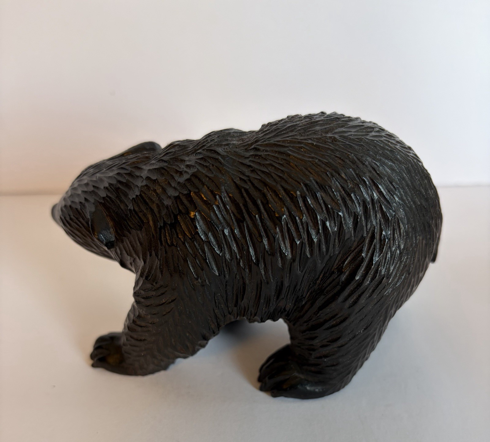 Hand-Carved Wooden Strolling Bear Figurine Brienz 1920s Switzerland Vintage